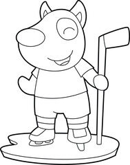 Dog Ice hockey Ice hockey stick Animal Vector Graphic Art Illustration