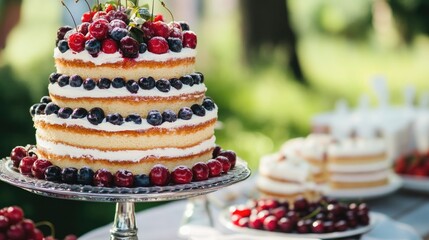 Blueberry Fruit Cake on a Plate