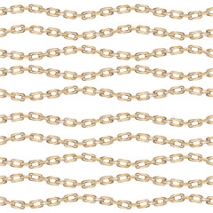 Fototapeta premium Watercolor seamless pattern with gold chains. Print with jewelry gold chains, anchor weaving. Fashionable pattern for design and decoration, background, wallpaper, wrapping paper.