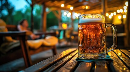 Lager and Chill: Create a cozy setting with people relaxing, enjoying their lagers in a comfortable environment.