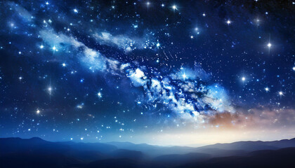 Naklejka premium Starry Night Background with Sparkling Stars and Deep Space Vibe