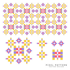 vector 2d pixel art pattern element design, textiles semless pattern design