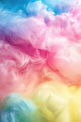 Colorful cloud of cotton candy with pink, yellow, and blue swirls