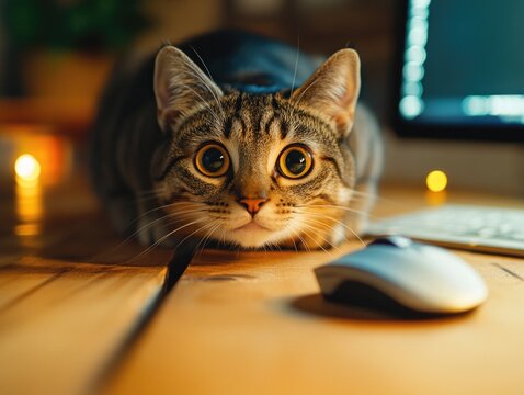 Cute Cat Looks at Camera