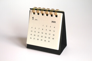Monthly calendar template for the new year 2025 desk calendar,isolated on white background