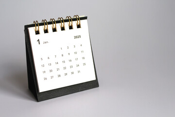 Monthly calendar template for the new year 2025 desk calendar,isolated on white background
