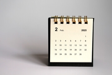 Monthly calendar template for the new year 2025 desk calendar,isolated on white background