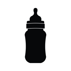 Baby milk bottle silhouette. Baby milk bottle icon vector illustration design on white background.