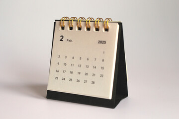 Monthly calendar template for the new year 2025 desk calendar,isolated on white background