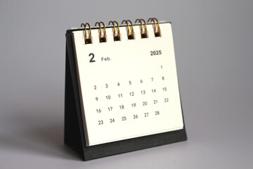 Monthly calendar template for the new year 2025 desk calendar,isolated on white background