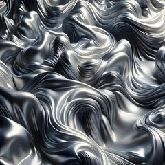 Naklejka premium A close-up of liquid metal swirls with soft silver and platinum tones
