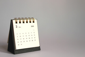 Monthly calendar template for the new year 2025 desk calendar,isolated on white background
