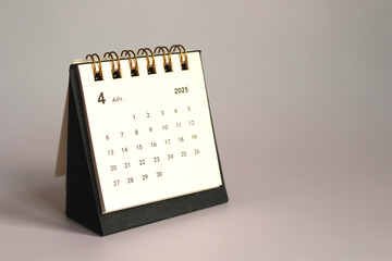 Monthly calendar template for the new year 2025 desk calendar,isolated on white background