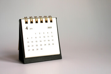 Monthly calendar template for the new year 2025 desk calendar,isolated on white background