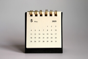 Monthly calendar template for the new year 2025 desk calendar,isolated on white background