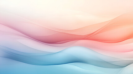 Obraz premium Minimalist Abstract Background with Undulating Waves in Soft Gradient Colors of Pale Blue, Pink, Coral, and Navy