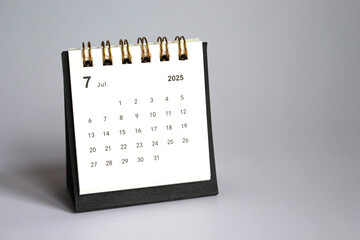 Monthly calendar template for the new year 2025 desk calendar,isolated on white background