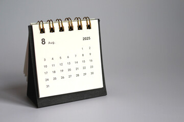 Monthly calendar template for the new year 2025 desk calendar,isolated on white background