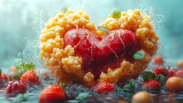 Atherosclerosis Concept with Heart-shaped Cholesterol and LDL Buildup Causing Heart Attack