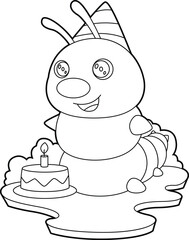 Caterpillar Birthday Party hat Animal Vector Graphic Art Illustration