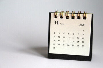 Monthly calendar template for the new year 2025 desk calendar,isolated on white background