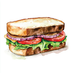 Sandwich watercolor clipart illustration