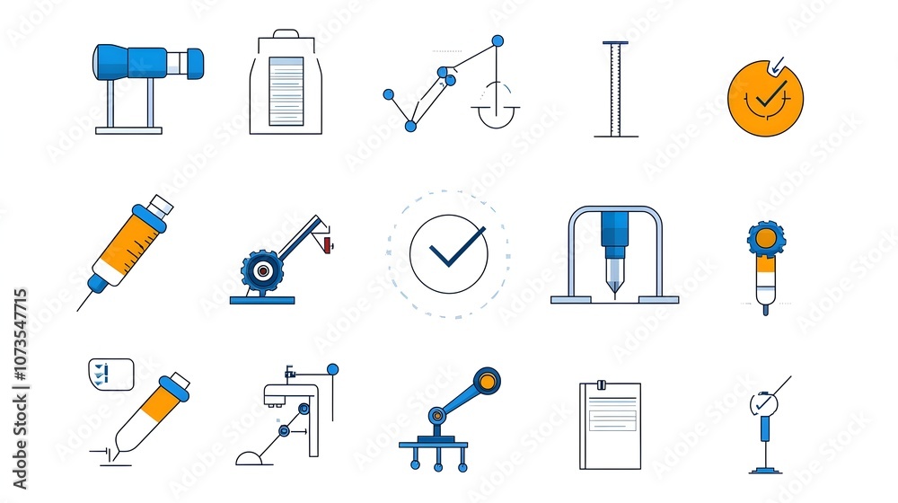 Poster Assurance Icon Set in Line Style for Web with Evaluation Inspection and Testing on White Background  Concept of Business Management Improvement Process Guarantee Certification Analysis and Control
