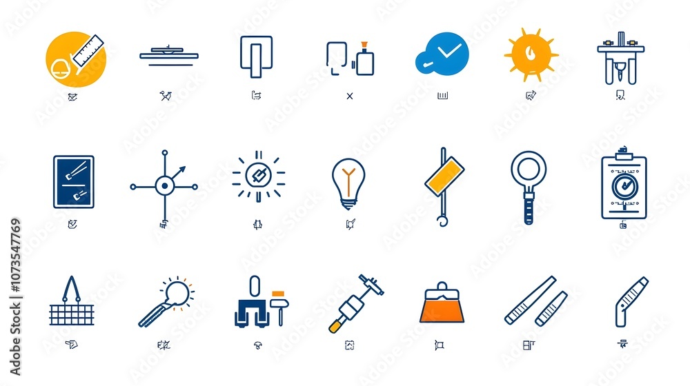 Aufkleber Set of Modern Control Icons Featuring Symbols for Inspection Assurance and Production Processes Displayed in a Simple Line Style Format on a White Background