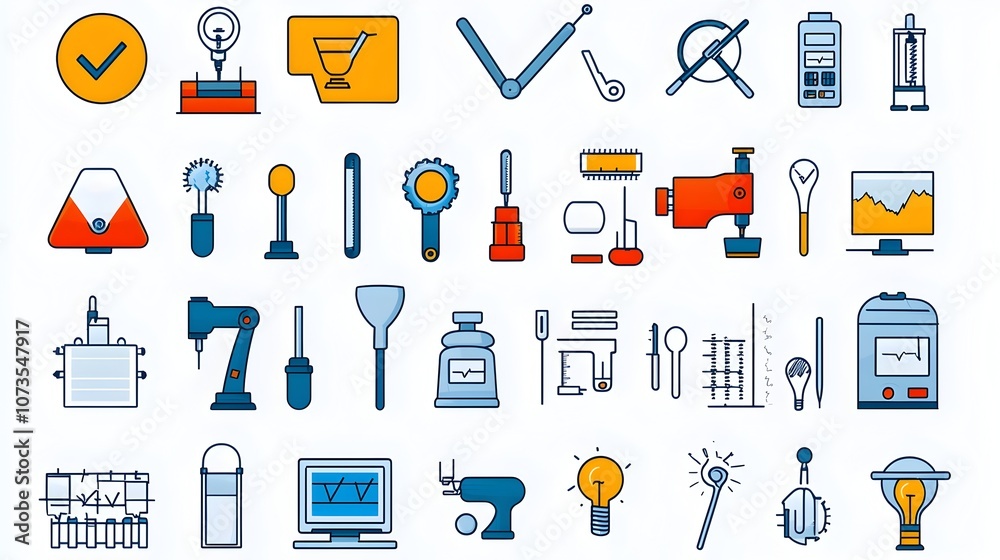 Poster Comprehensive collection of control icons in sleek line art style ideal for web and mobile applications software products UIUX design and technology related graphics