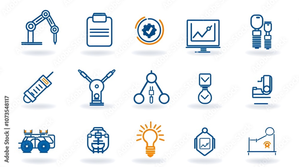 Aufkleber This set of line art icons provides a comprehensive visual representation of the assurance process for web application development including symbols for inspection evaluation
