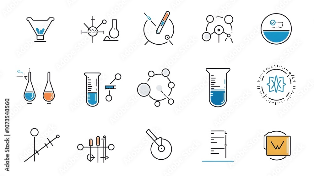 Fototapete Minimal line style icon set featuring a collection of assurance symbols including inspection testing certification product approval and compliance icons on a clean white background