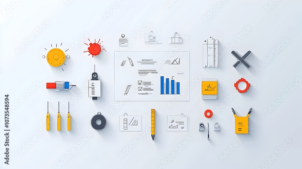 Leinwandbilder Minimal line style icon set featuring assurance symbols such as inspection testing and certification elements on a clean white background  This set of icons represents the process of validating