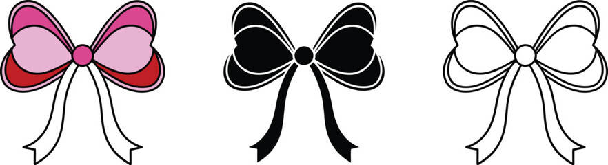 Three Bows Pink, Black, and White