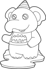 Elephant Birthday Party hat Animal Vector Graphic Art Illustration