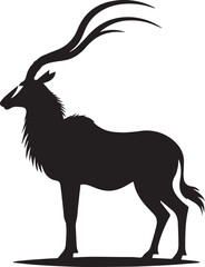 Obraz premium Antelope silhouette in a standing pose with long curved horns facing left