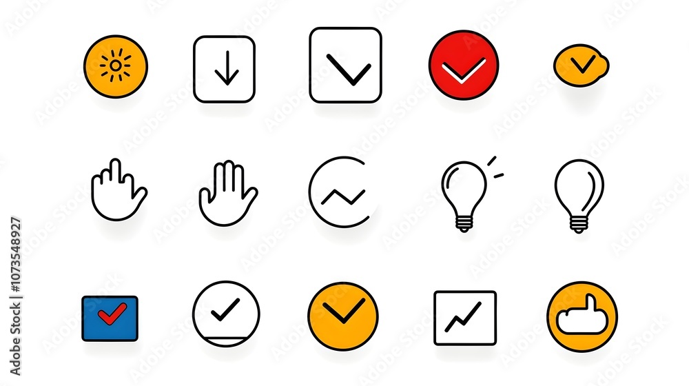 Aufkleber Set of Simple Line Icons Representing Customer Satisfaction Feedback Concepts Such as Like Dislike and Feedback on a Clean White Background