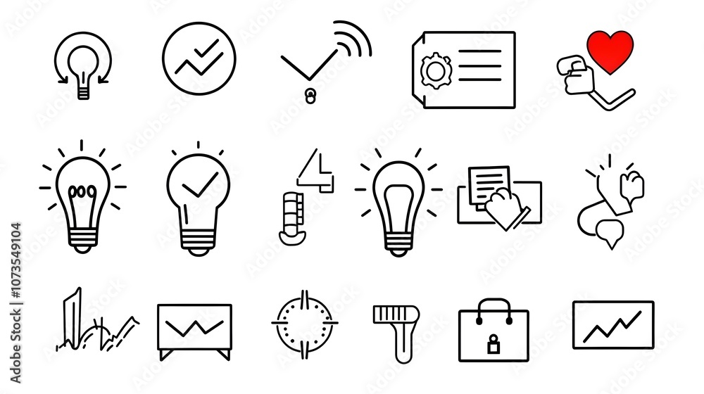 Poster clean line art icon collection featuring symbols for customer feedback testimonials and client satis