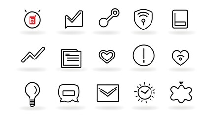 Clean and Minimalist Line Art Collection of Customer Feedback Icons Showcasing Symbols for Rating Testimonials and Client Satisfaction on a White Background