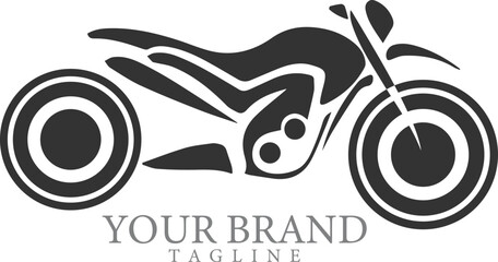 Motorcycle black silhouette illustration vector retro style logo.