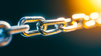 Metallic Chain Links with Bright Background