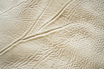 Close-up of wrinkled beige leather texture. Natural material design for fashion and interior.