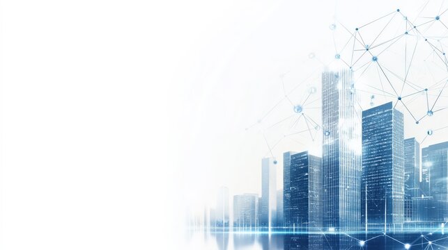 3d rendering of city buildings with data in the center on a white background