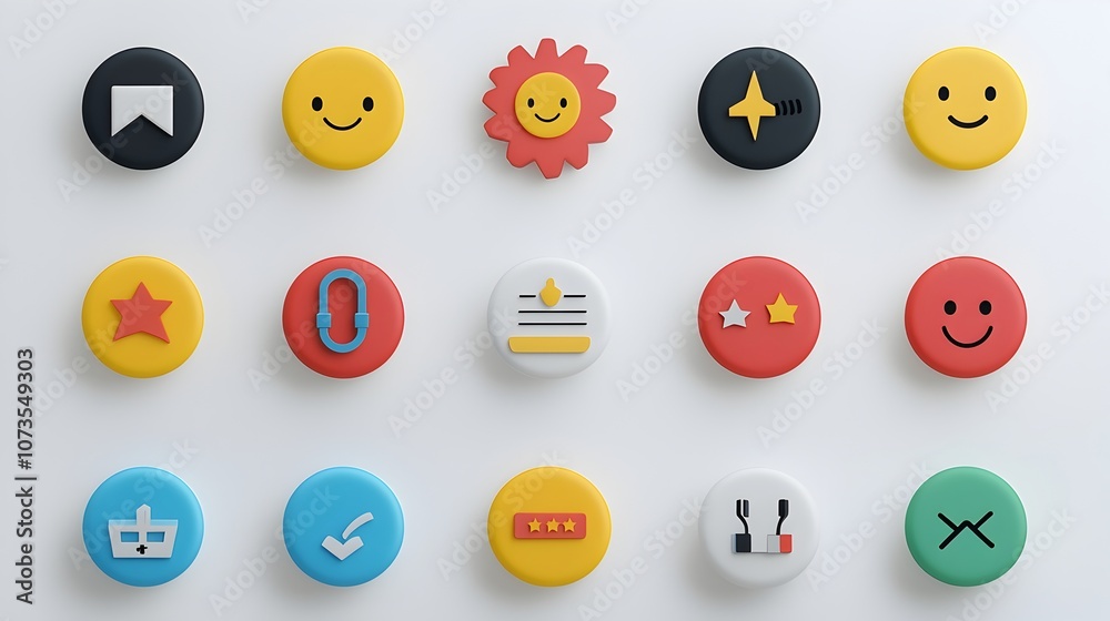 Poster Minimalistic customer satisfaction feedback icon set featuring rating testimonial and review symbols displayed on a clean white background