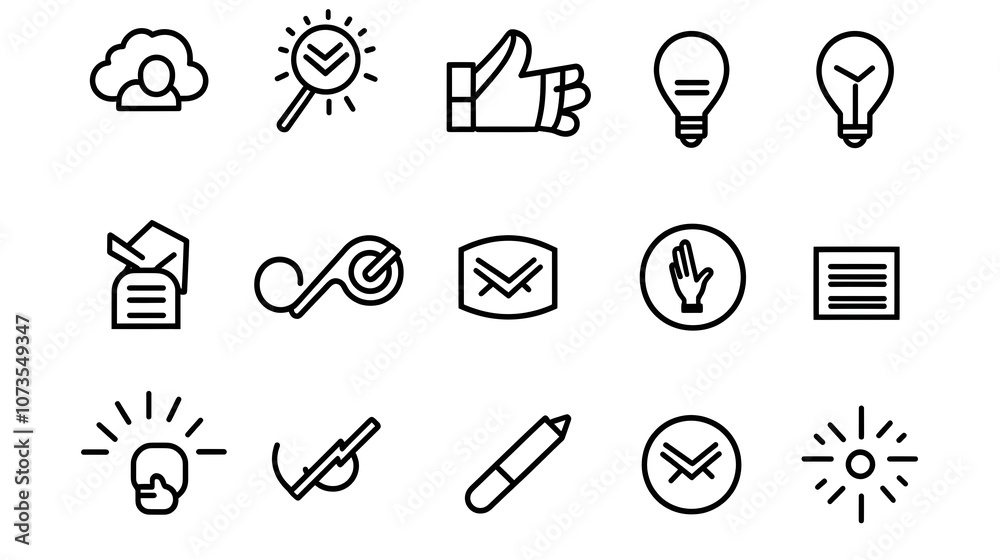 Poster This comprehensive collection of customer satisfaction icons features a clean minimalist line art style design  The set includes symbols representing rating feedback testimonials