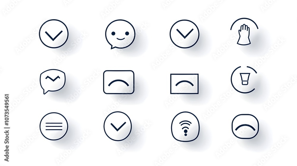 Leinwandbilder Minimalist line style web icons and symbols for customer satisfaction feedback including like and dislike rating elements on a clean white background
