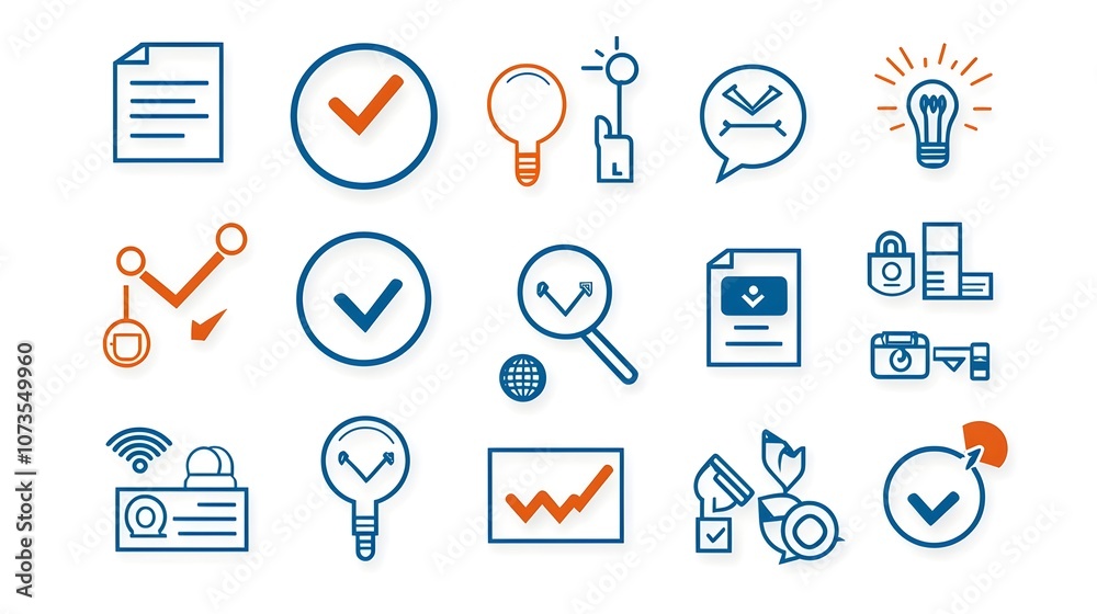 Aufkleber Set of Line Art Style Icons Representing Customer Satisfaction Review Testimonials and Rating Symbols on a Clean White Background  Minimalist Graphic Design Suitable for Business Corporate
