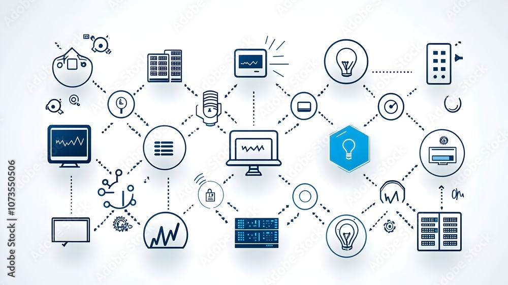 Aufkleber Web Hosting Icon Set in Minimalistic Line Style with Domain Server Data Exchange and Webspace Symbols on Clean White Background  Technology and Digital Concept for Internet Services