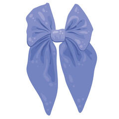 Vector Satin blue color bow, isolated. Bow for baby boy and girl. Decorative element for gender party or birthday. Illustrations for invitations, greeting cards, posters.
