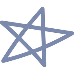 Lovely esoteric line star. Cute hand drawn magical pentagram, psychic, astrology symbol. Simple mystic clipart isolated on white background.