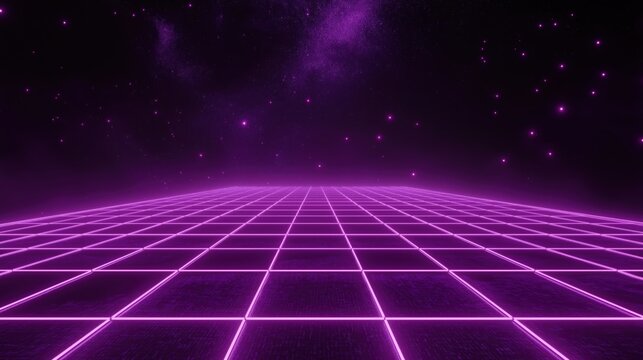 Purple grid background with dark space in the center, neon background